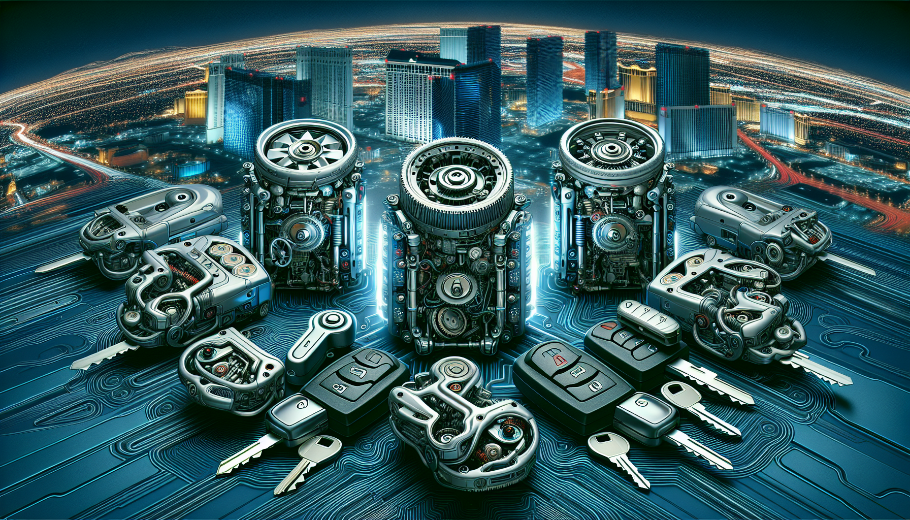 Illustration of high-security locks and keyless entry systems for vehicles in Las Vegas