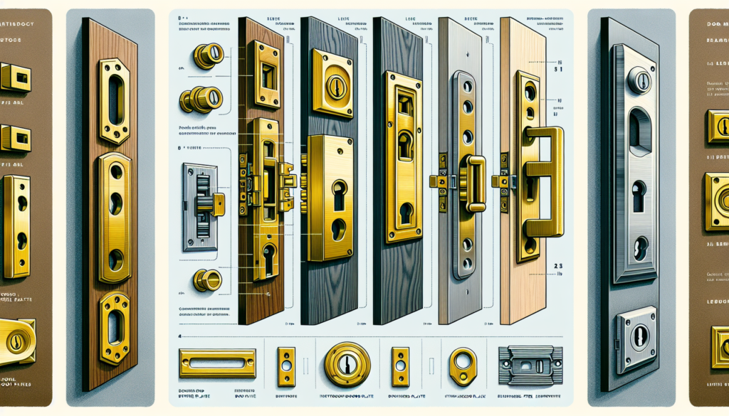 Various types of strike plates for doors